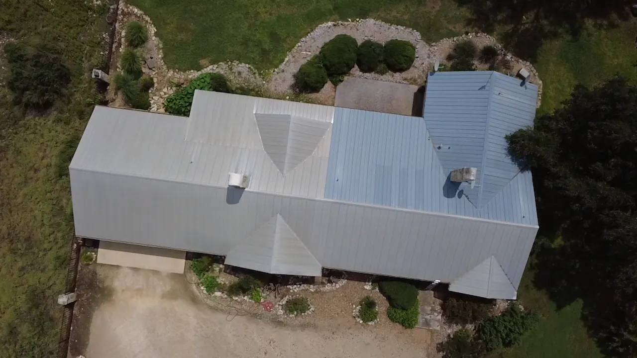 Before: oxidized metal roof ahead of a coating project — PowerHouse Roof Restoration, San Antonio, Texas